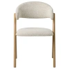 Krémová bouclé jídelní židle Unique Furniture Frances s dubovým dekorem