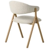 Krémová bouclé jídelní židle Unique Furniture Frances s dubovým dekorem