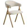Krémová bouclé jídelní židle Unique Furniture Frances s dubovým dekorem